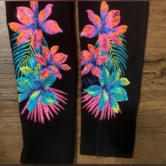 PINK VS  TROPICAL BLING TSHIRT / YOGA LEGGINGS OUTFIT SET M - Picture 12 of 13